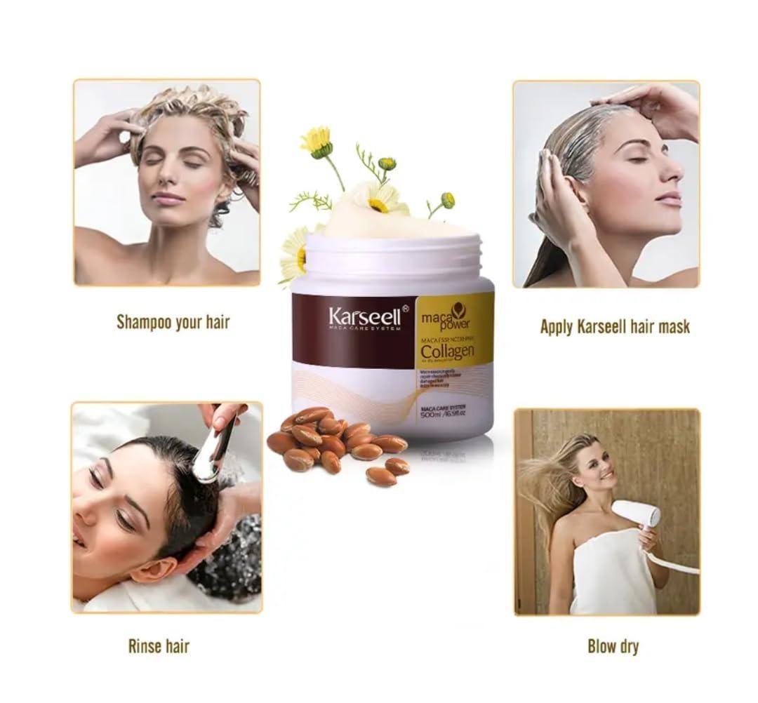 Karseell Collagen Deep Repair Hair Mask 500ml | Argan Oil & Collagen for Smooth Shiny Hair